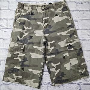 Boy's Dickies Camo Denim Distressed Cargo Shorts Embroidered Skulls size 18 Boys